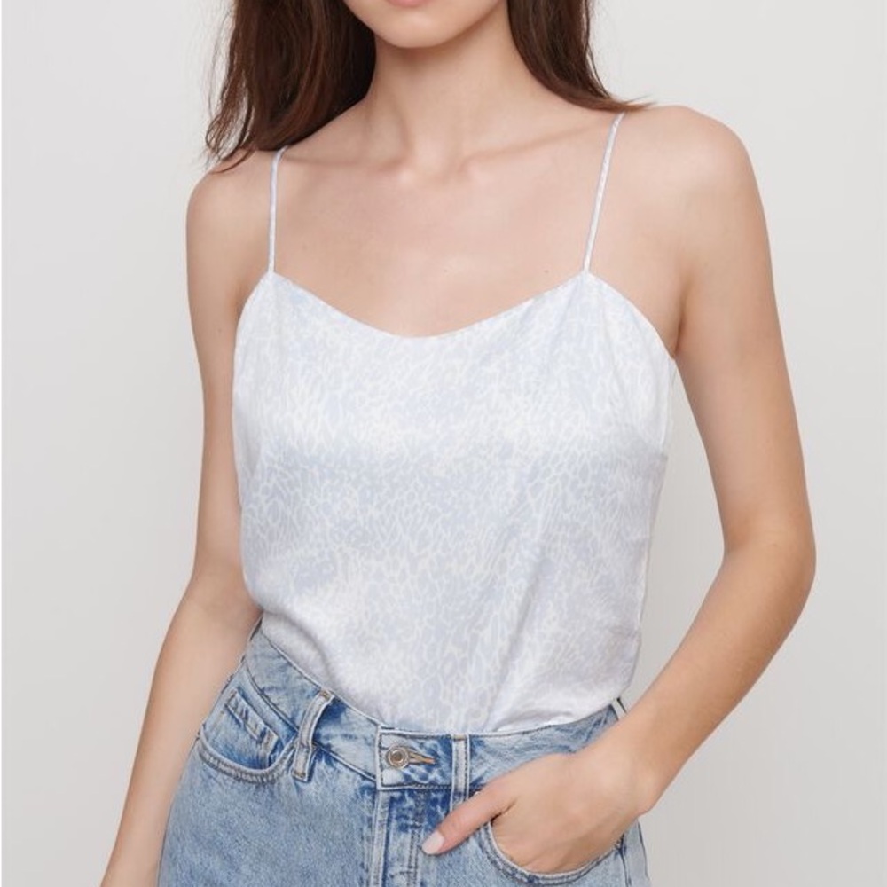 DYNAMITE Ally Satin Cami - Pastel Blue Leopard on White - Picture 13 of 13
